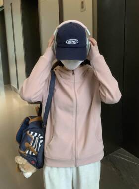 加树 加美连式新帽高领拉链动开运衫外套XCI女春秋冬正肩卫衣