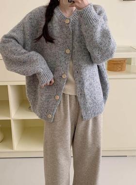 针彩点毛衣开衫女春季204春秋2圆新款花线宽松RWC慵懒风软糯领织