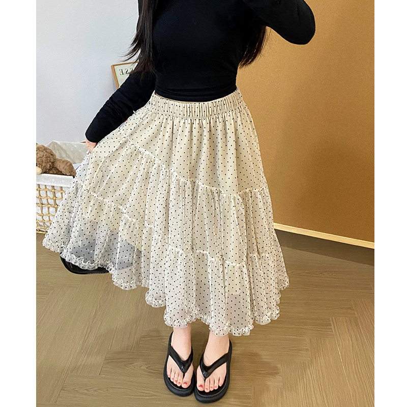 不规则网纱波点短裙女夏季2026新款高腰设计感蛋糕裙a字半身中裙