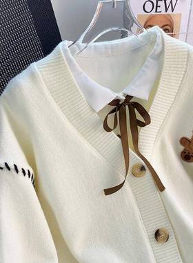 小熊衣开衫女外套2025女早春新款装衣服季宽松温柔秋冬FY4680毛针