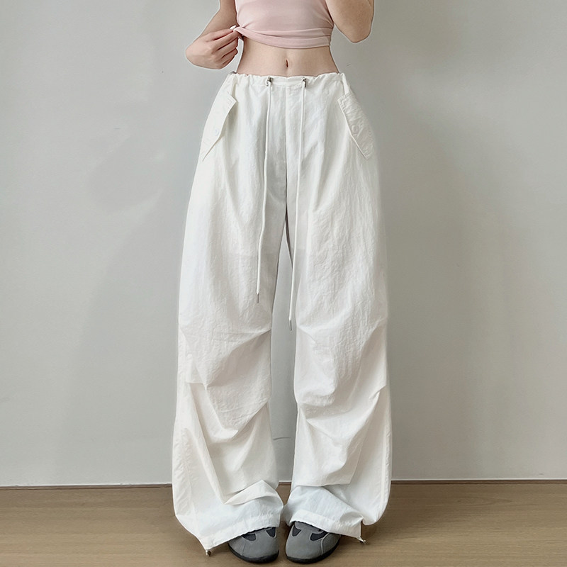 美式复古工装阔腿裤女2026夏季新款宽松速干登山冰丝休闲直筒裤子