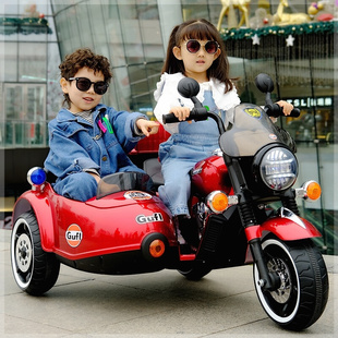 儿童电动摩托车宝宝三轮车小孩大号双人可坐大人充电双驱玩具童车