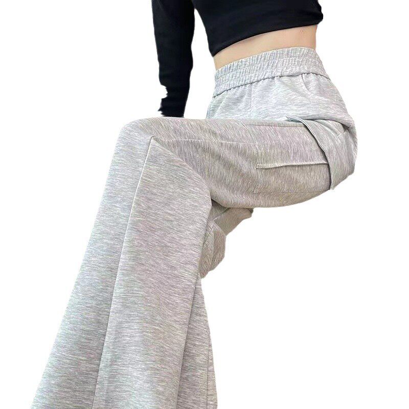 工装微喇裤女喇叭裤秋季2025新款阔腿裤直筒卫裤休闲运动女裤子
