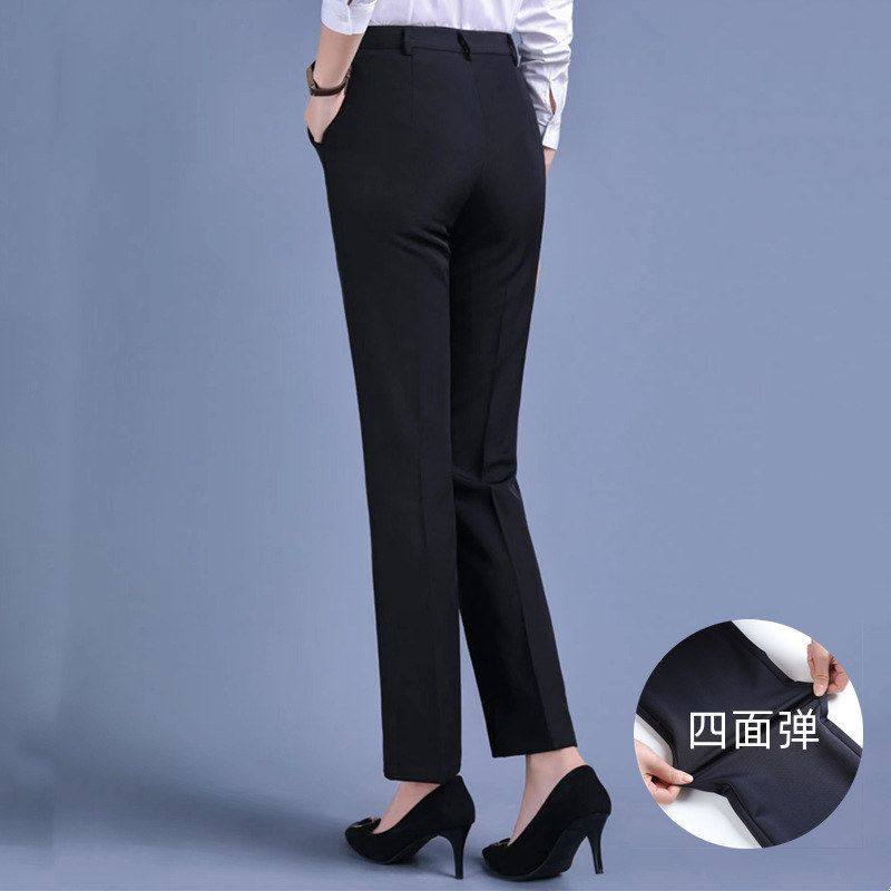 西裤女职业垂坠感工装裤上班正装西服裤子中高腰弹力直筒西装裤女