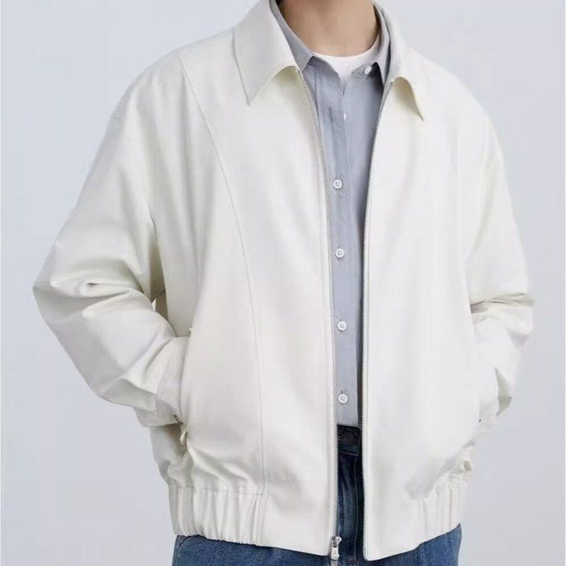 秋季新款行政外套男宽松设计感工装夹克男休闲百搭痞帅纯色上衣男