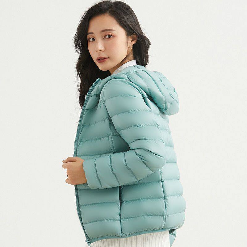 反季清仓棉服女轻薄款短款连帽冬新款90白绒保暖女士超轻便款