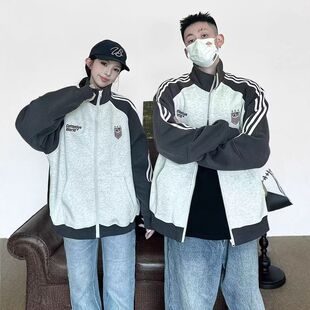 三条杠卫衣春秋2024新款美式潮牌高级感开衫宽松慵懒风外套男女款