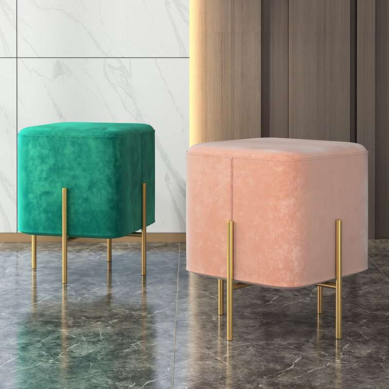 北欧家用换鞋凳创意矮脚凳子客厅布艺沙发小方凳卧室床尾凳梳妆凳