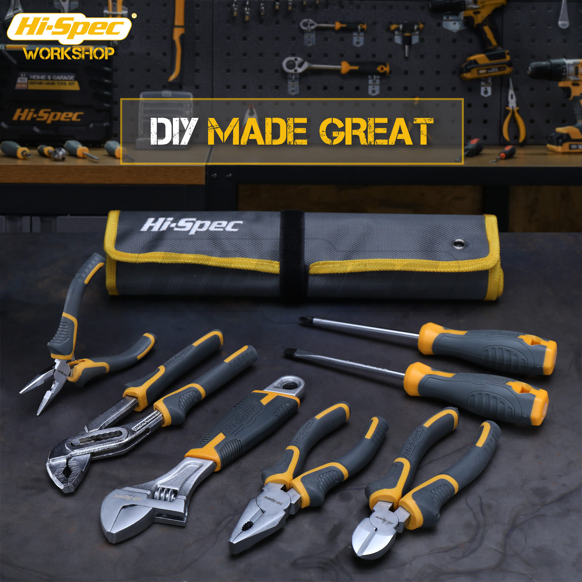 Hi-Spec 7件套钳子扳手组套螺丝刀起子活扳手钳子工具包家用工具