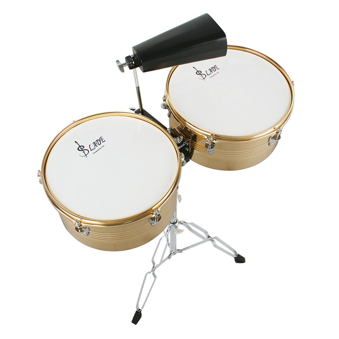 跨境热卖LADE天巴鼓套装拉丁鼓打击乐器电镀天巴雷鼓带鼓支架牛铃