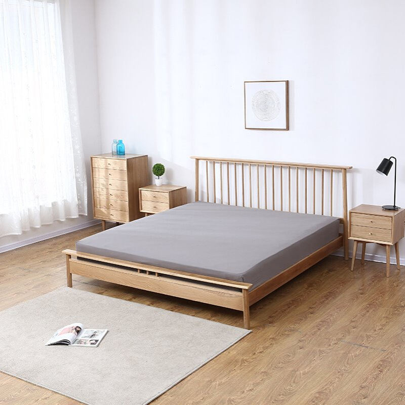 厂家供应北欧橡木双人床温莎床现代简约婚床北欧实木卧室家具