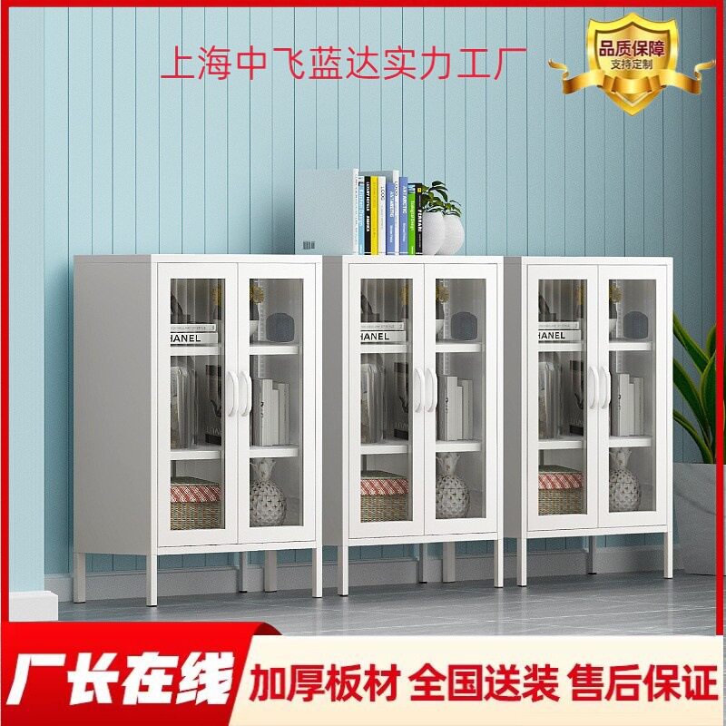 钢制餐边柜客厅储物收纳柜厨房碗柜鞋柜铁皮柜阳台柜玻璃书柜