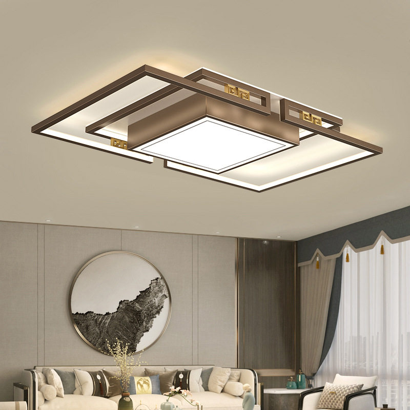 新中式客厅灯简约长方形LED吸顶灯家用新款别墅设计师书房卧室灯