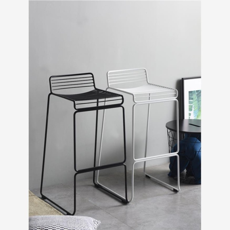 北欧吧台椅现代简约靠背铁艺高脚凳酒吧前台高椅子轻奢家用高脚椅