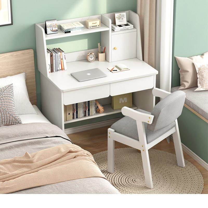 电脑桌台式卧室书桌家用小学生书架一体简易学习桌椅办公写字桌子