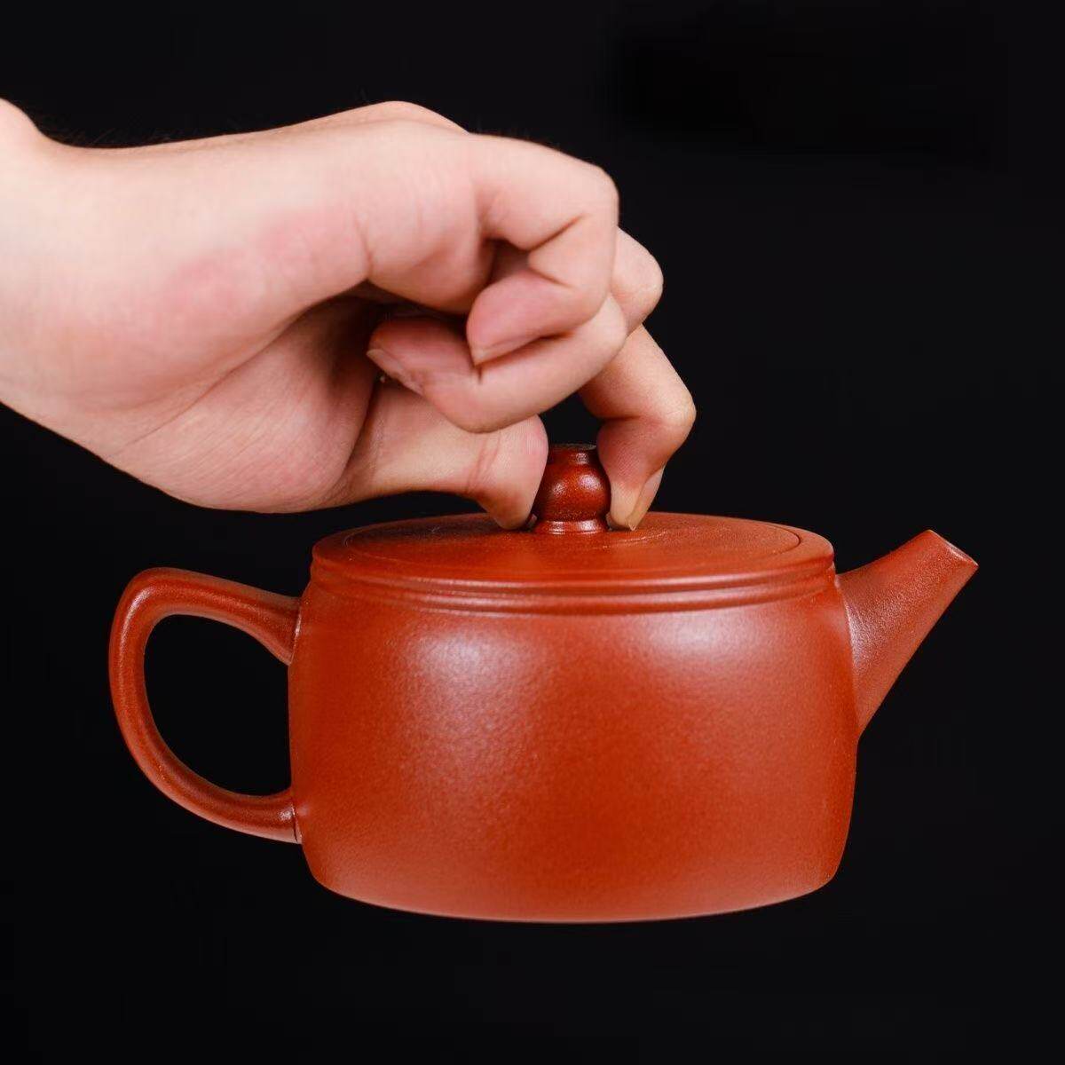 正宗紫砂茶壶茶具手工橘皮朱泥汉瓦壶高端紫砂壶可提转家用凤鸣壶
