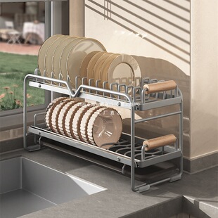碗碟收纳架厨房洗碗池水边窗台沥水置物架窄款抽拉式碗盘沥水篮