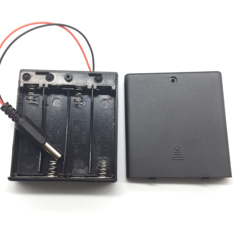 5号4节带盖带开关带dc头2.1*5.5 五号四节 aa*4电池盒带盖6