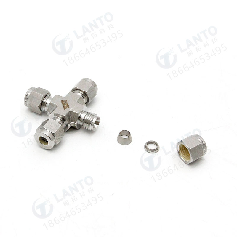 316L不锈钢卡套四通接头 仪表液压高压气路 替代swagelok卡套接头
