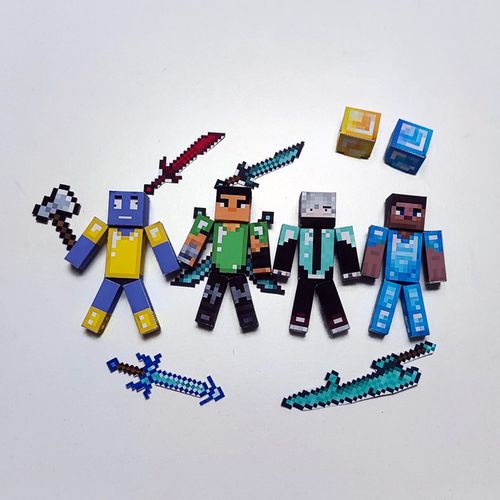 烦村武器纸模型镐斧铲头PVP大佬colder钻石甲史蒂夫战神之刃C哥