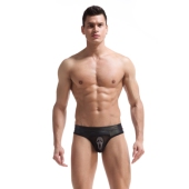 新品 空后三角内衣 仿皮漆皮PU 跨境潮maojiang外贸男士 内裤