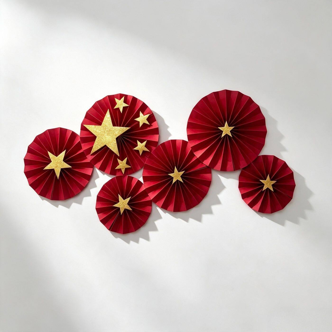 中秋国庆节日纸扇花装饰品幼儿园商场店铺橱窗背景墙场景氛围布置