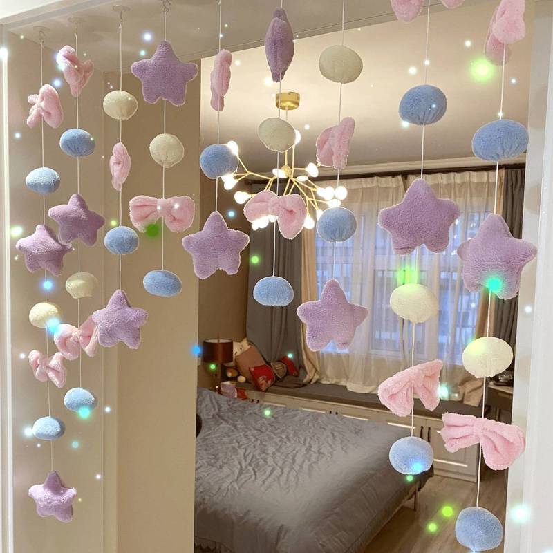 无痕免打孔网红轻奢线型挂饰卧房居家高颜值少女墙面隔断门帘