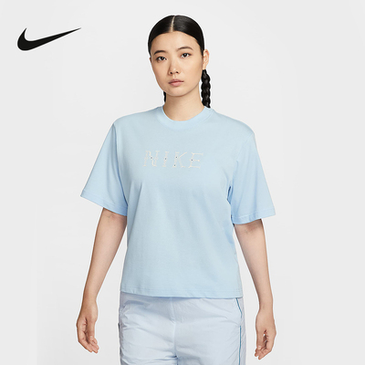 NIKE耐克女子短袖夏新款背后印花圆领运动休闲针织T恤II0446-441