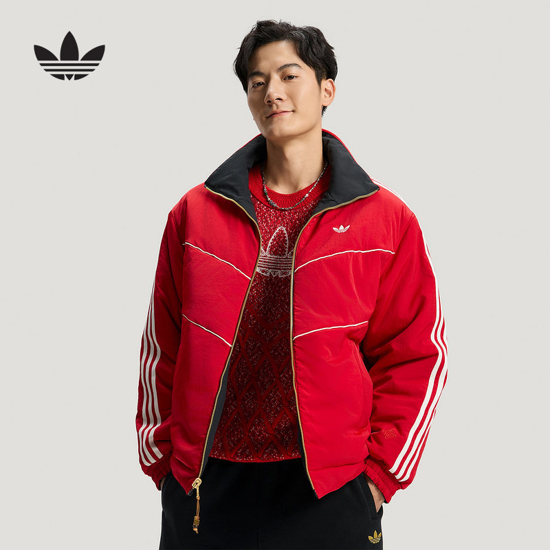 阿迪达斯三叶草新年款棉服26新款男子保暖双面穿运动外套 KT0640