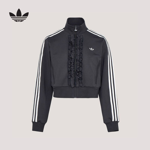 adidas阿迪达斯优雅针织荷叶边运动夹克26新款早春薄外套 KU9388