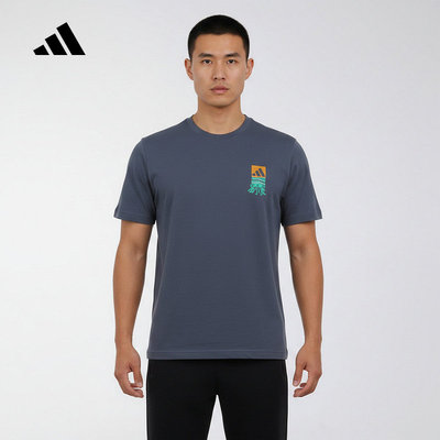 adidas阿迪达斯2026夏男休闲运动圆领短袖T恤舒适半袖上衣 LC8856