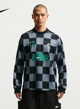 NIKE耐克夏季新款男子棋盘格宽松提花运动长袖针织球衣II4368-084