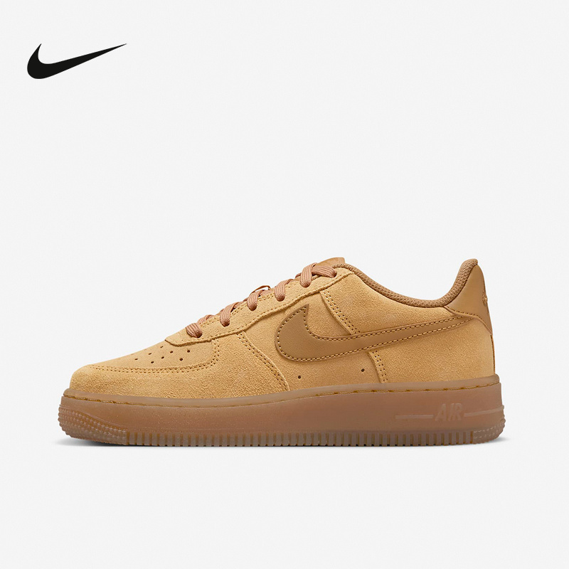 Nike耐克男女童AF1大童空军一号运动鞋冬季新款小麦色HQ7476-700