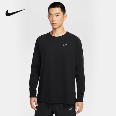 Nike耐克男上衣Dri-FIT速干华夫格跑步圆领长袖针织衫HV2706-010