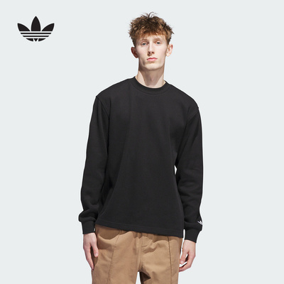 adidas阿迪达斯情侣款华夫格针织运动宽松长袖卫衣 JW0052