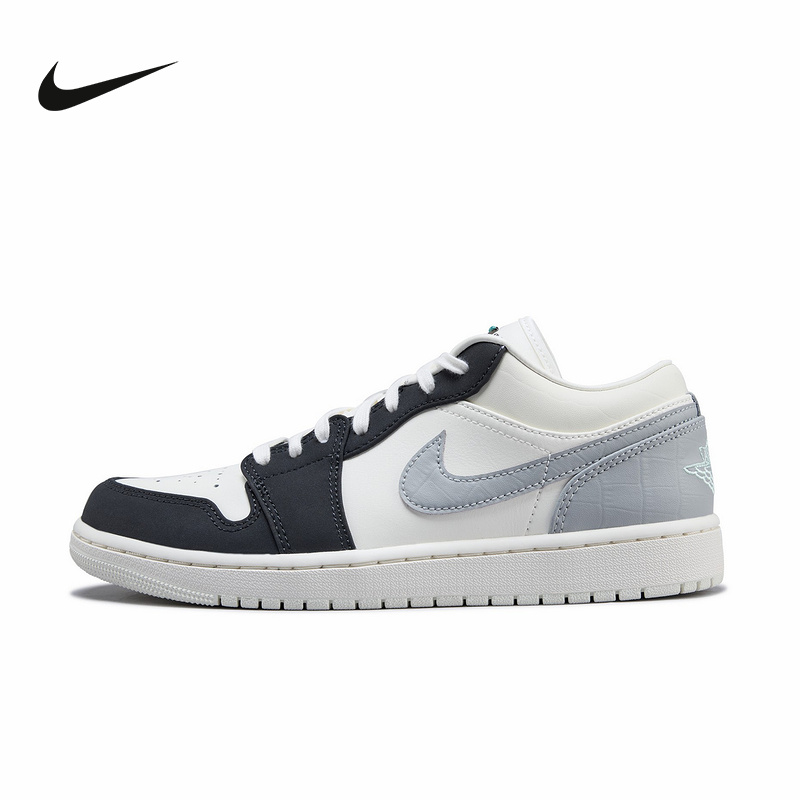 耐克JORDAN AJ1 男子黑白灰低帮运动休闲板鞋复古球鞋IO2242-101