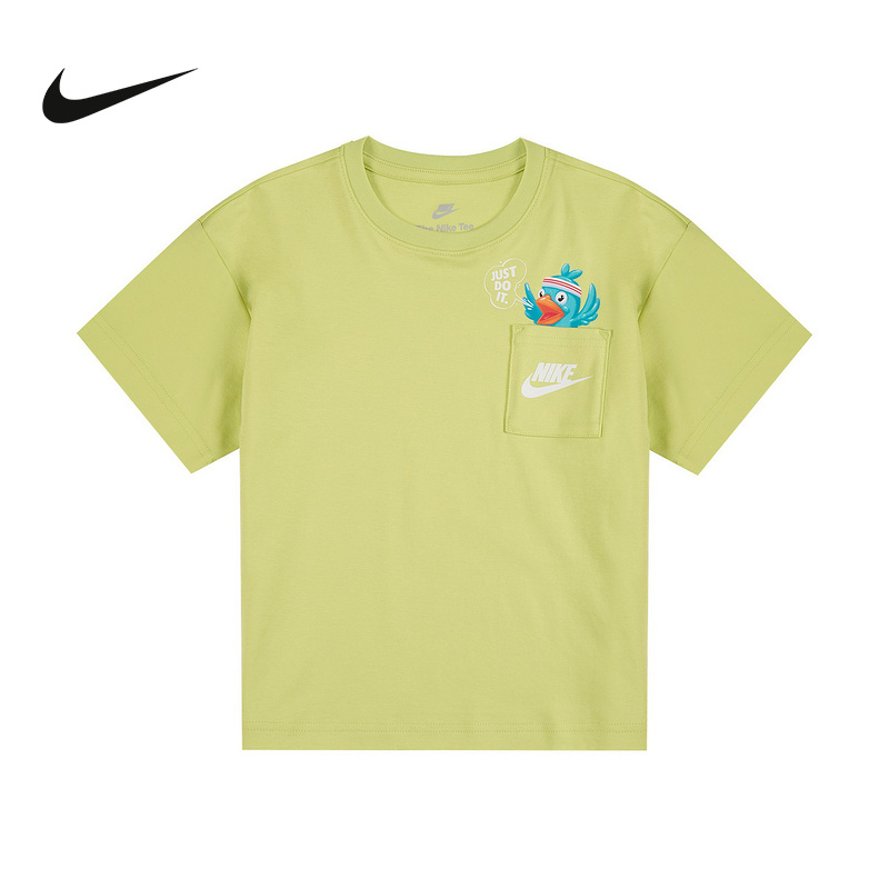 Nike耐克男女童幼童短袖T恤夏季棉质针织印花圆领舒适 II3062-383