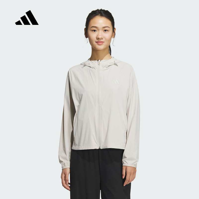 adidas阿迪达斯夏季新款女子梭织凉感运动休闲连帽夹克外套JN0706