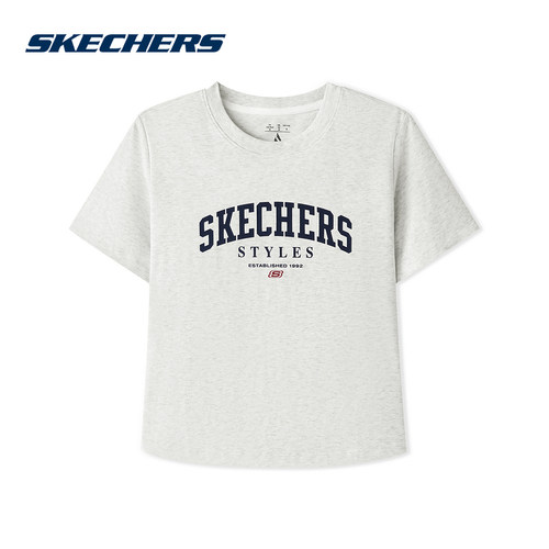 Skechers斯凯奇2026夏女士圆领休闲宽松百搭针织短袖T恤 L226W051