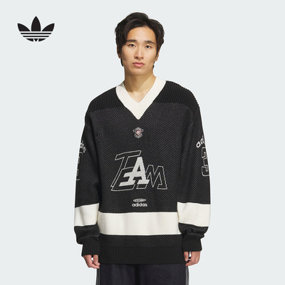 adidas阿迪达斯冬新款运动休闲宽松舒适V领男针织衫 KF4467