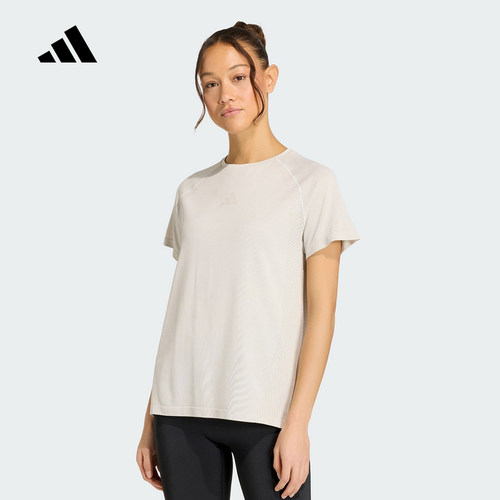 adidas阿迪达斯速干运动短袖健身服2026夏女圆领训练T恤 JY8649