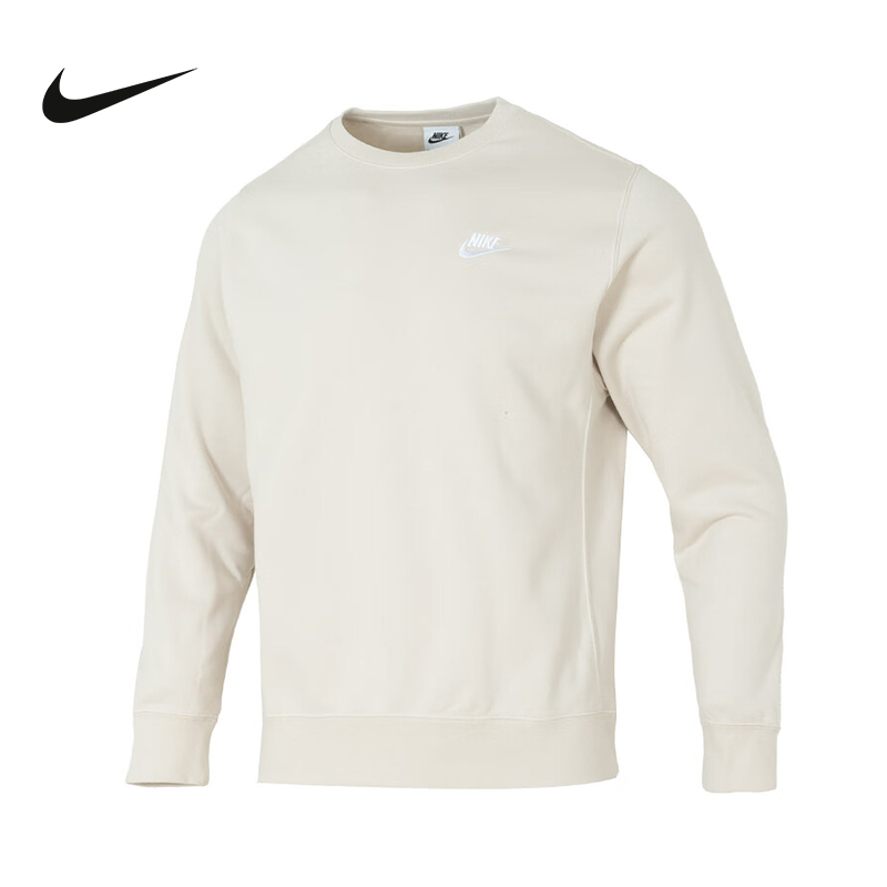 耐克男女卫衣圆领冬季运动上衣米色宽松套头打底衫BV2667-104
