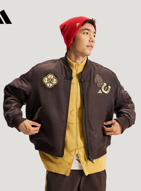 adidas阿迪达斯26新年款棉服男飞行员运动休闲宽松夹克外套KQ5093