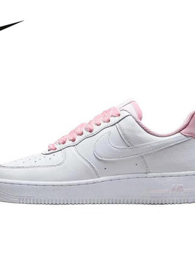 耐克女鞋AF1粉色丝绒鞋带白色空军一号运动休闲板鞋HV4403-601