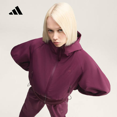 adidas阿迪达斯高领Stella Mc外套2026冬女梭织连帽夹克 KR6264