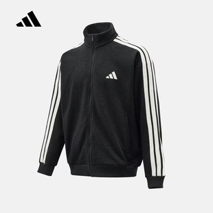 adidas阿迪达斯仿牛仔运动休闲外套2026春男三条纹夹克 KR2487