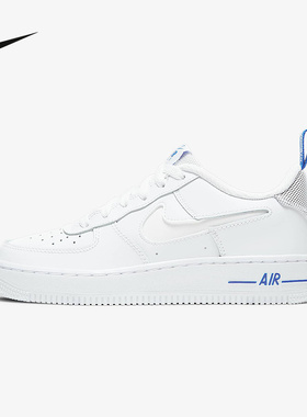 耐克男女童鞋小白鞋AF1空军一号运动休闲板鞋白蓝色DD3227-100