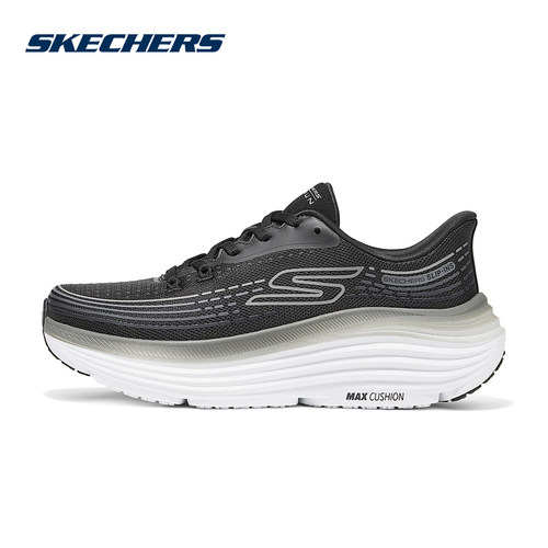 Skechers斯凯奇闪穿鞋女士厚底高回弹舒适耐磨跑步鞋 129488/BKW