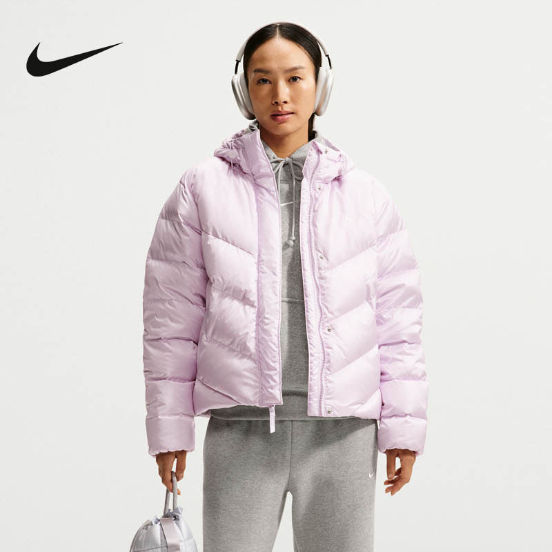 NIKE耐克宽松保暖面包服粉色休闲冬季女子羽绒运动夹克IF5916-583