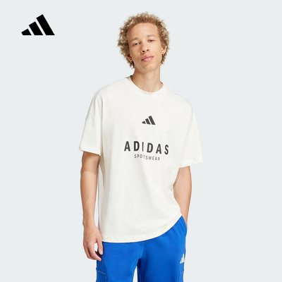 阿迪达斯2025夏新款男棉运动休闲短袖圆领T恤宽松透气舒适JJ3660